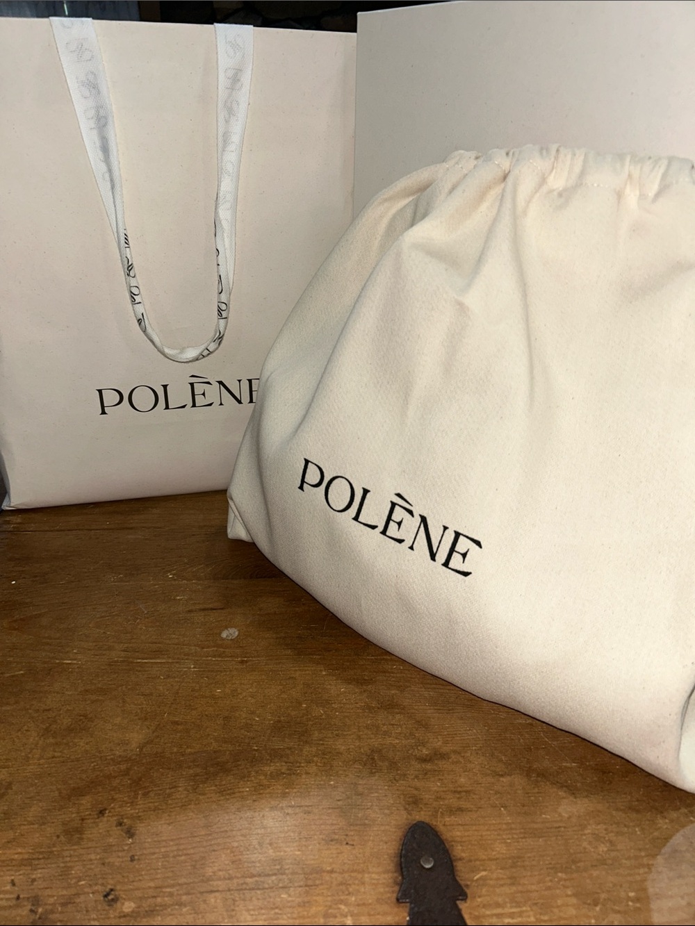 Polène Cyme Mini Textured Leather Tote Bag Camel Brown with Box & Dust Bag - Picture 2 of 10